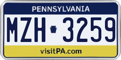 PA license plate MZH3259