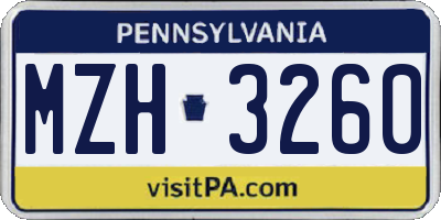 PA license plate MZH3260
