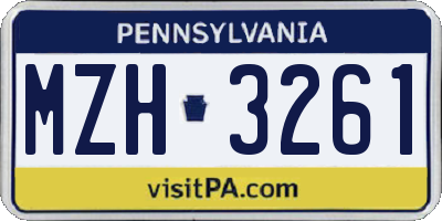 PA license plate MZH3261