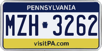 PA license plate MZH3262