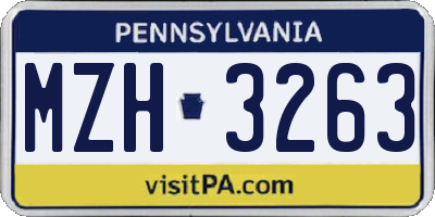 PA license plate MZH3263
