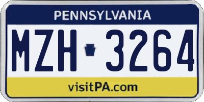 PA license plate MZH3264