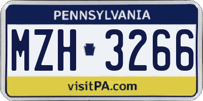 PA license plate MZH3266