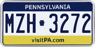 PA license plate MZH3272