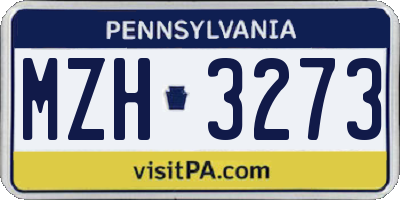 PA license plate MZH3273