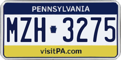 PA license plate MZH3275
