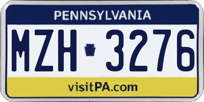 PA license plate MZH3276