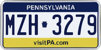 PA license plate MZH3279