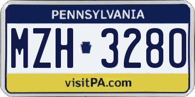 PA license plate MZH3280