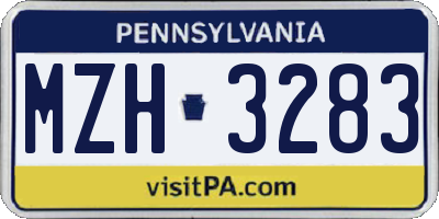 PA license plate MZH3283