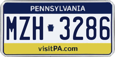 PA license plate MZH3286
