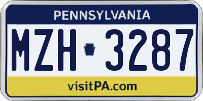 PA license plate MZH3287
