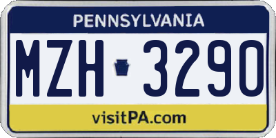 PA license plate MZH3290