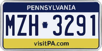 PA license plate MZH3291