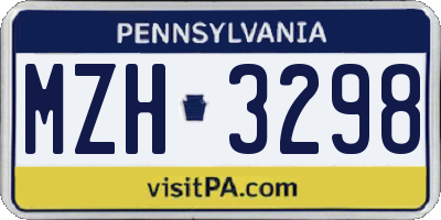 PA license plate MZH3298