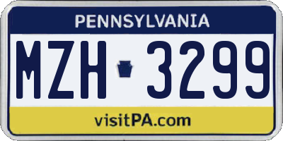 PA license plate MZH3299