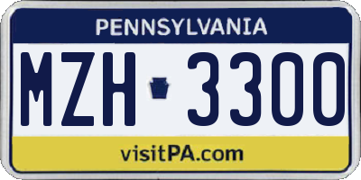 PA license plate MZH3300