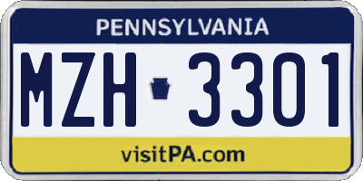 PA license plate MZH3301