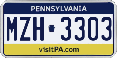 PA license plate MZH3303