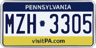 PA license plate MZH3305