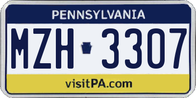 PA license plate MZH3307