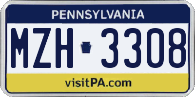 PA license plate MZH3308