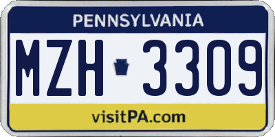 PA license plate MZH3309