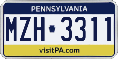 PA license plate MZH3311