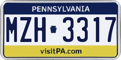PA license plate MZH3317