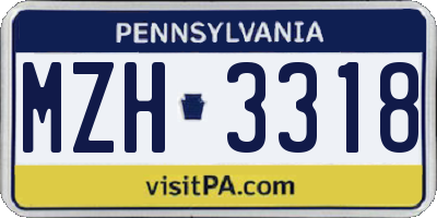 PA license plate MZH3318