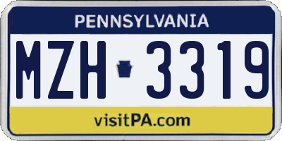 PA license plate MZH3319