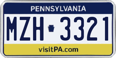 PA license plate MZH3321