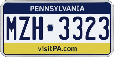 PA license plate MZH3323