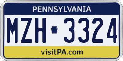 PA license plate MZH3324