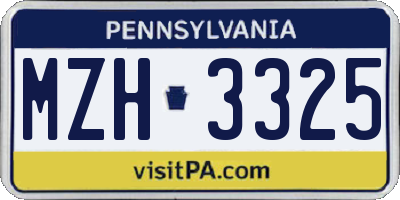 PA license plate MZH3325
