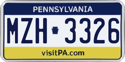PA license plate MZH3326