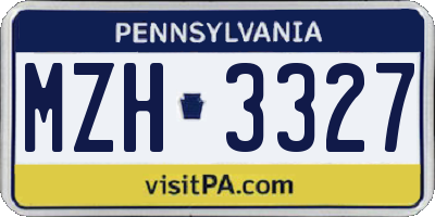 PA license plate MZH3327