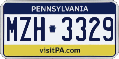 PA license plate MZH3329
