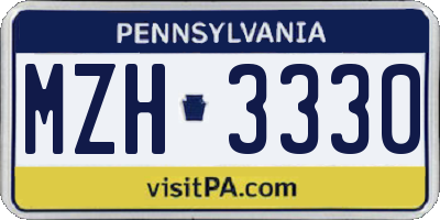PA license plate MZH3330