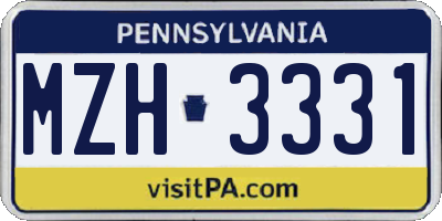 PA license plate MZH3331