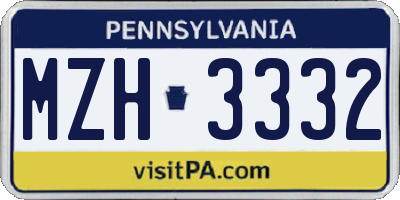 PA license plate MZH3332