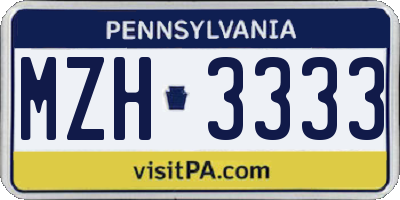 PA license plate MZH3333
