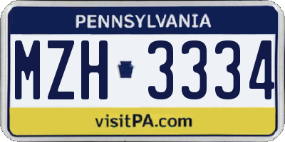 PA license plate MZH3334
