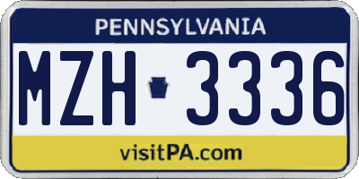 PA license plate MZH3336