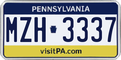 PA license plate MZH3337