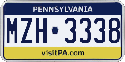 PA license plate MZH3338