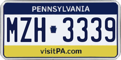 PA license plate MZH3339