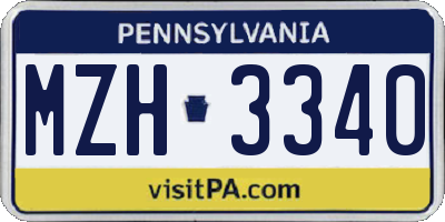 PA license plate MZH3340