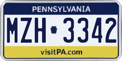 PA license plate MZH3342