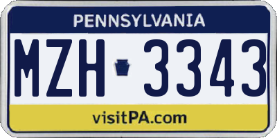 PA license plate MZH3343